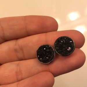 Black Druzy Studs